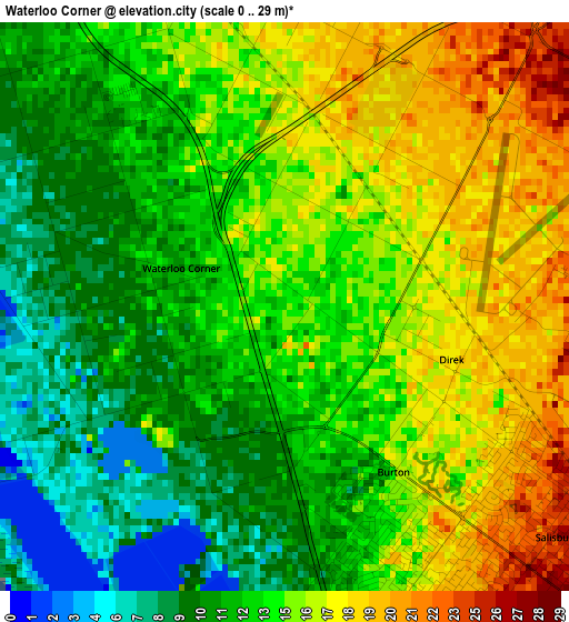 Waterloo Corner elevation map