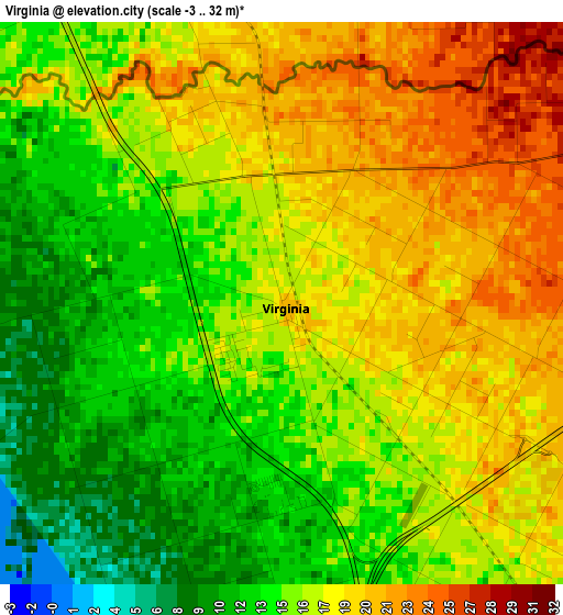 Virginia elevation map