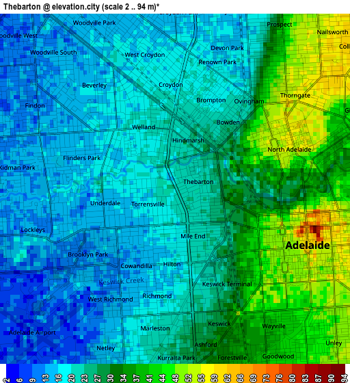 Thebarton elevation map