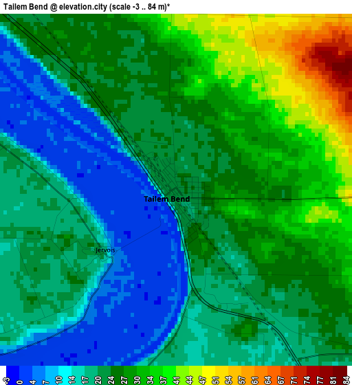 Tailem Bend elevation map