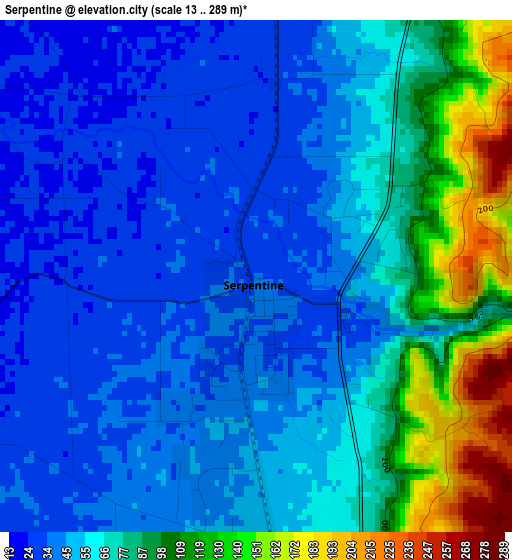 Serpentine elevation map