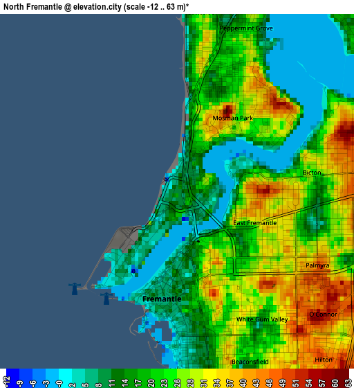 North Fremantle elevation map