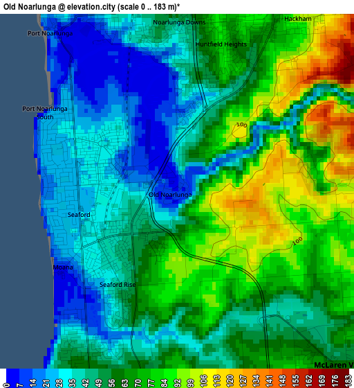 Old Noarlunga elevation map
