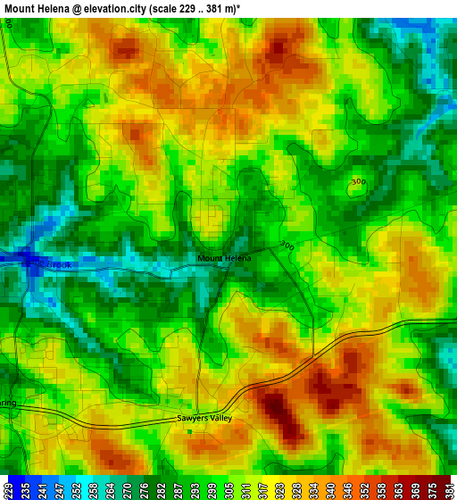 Mount Helena elevation map