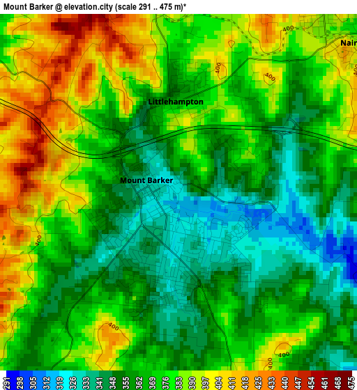 Mount Barker elevation map