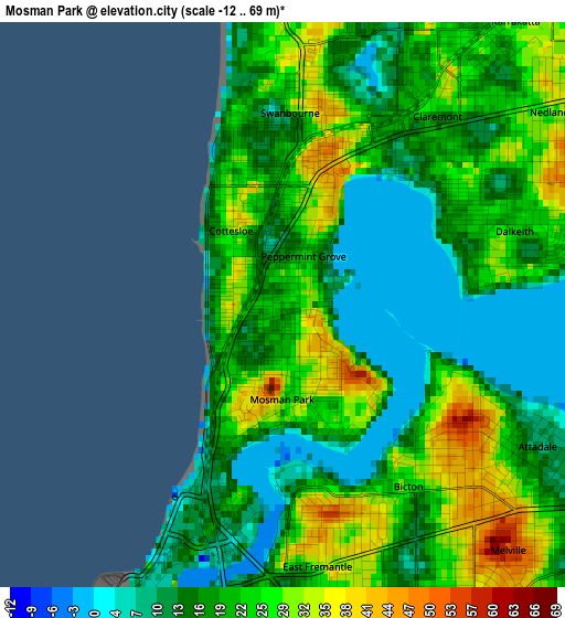 Mosman Park elevation map