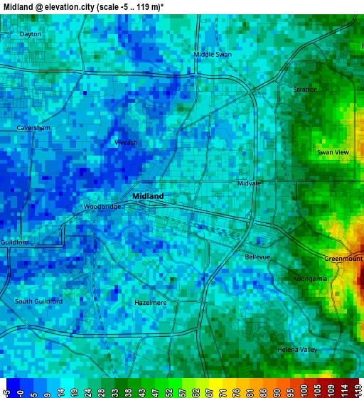 Midland elevation map