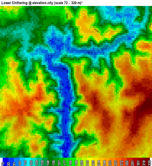 Lower Chittering elevation map