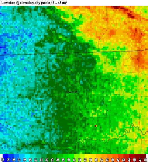 Lewiston elevation map