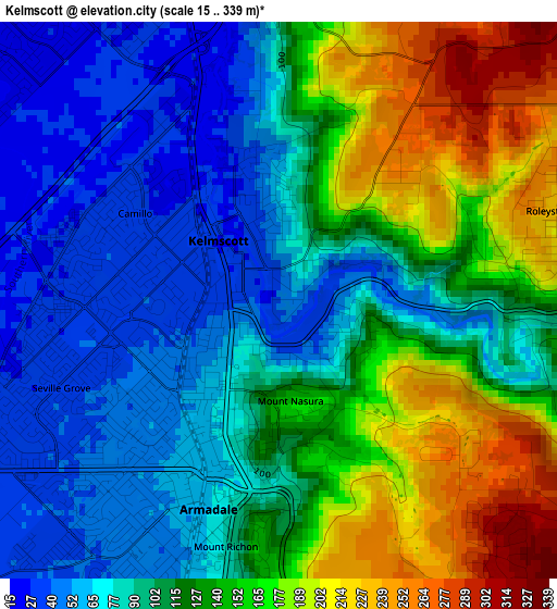 Kelmscott elevation map