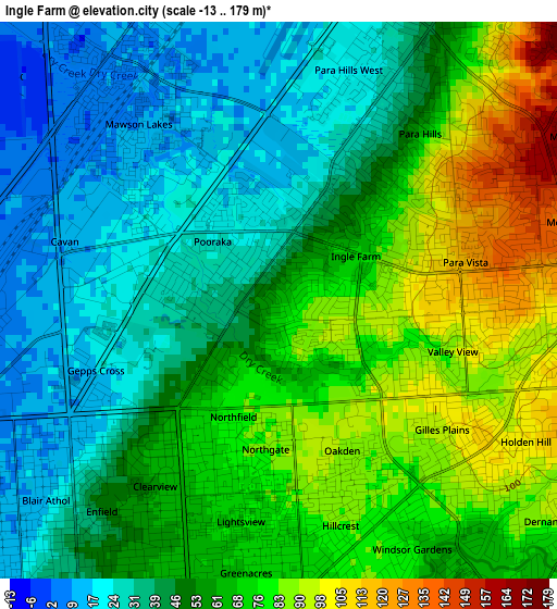 Ingle Farm elevation map