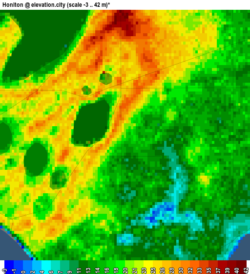 Honiton elevation map