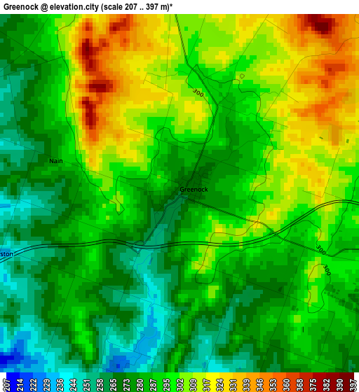 Greenock elevation map