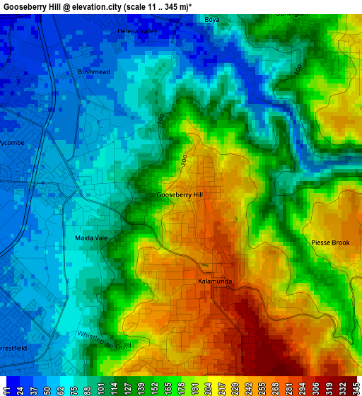 Gooseberry Hill elevation map