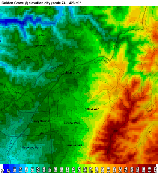 Golden Grove elevation map