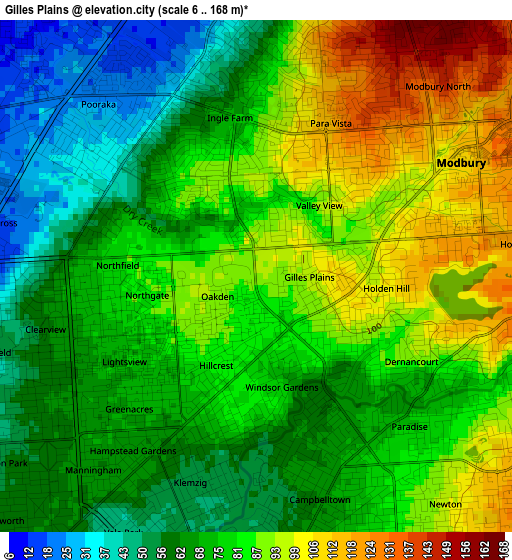 Gilles Plains elevation map