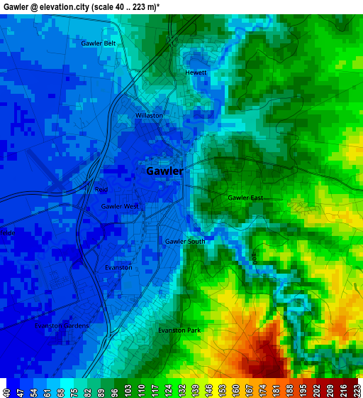 Gawler elevation map