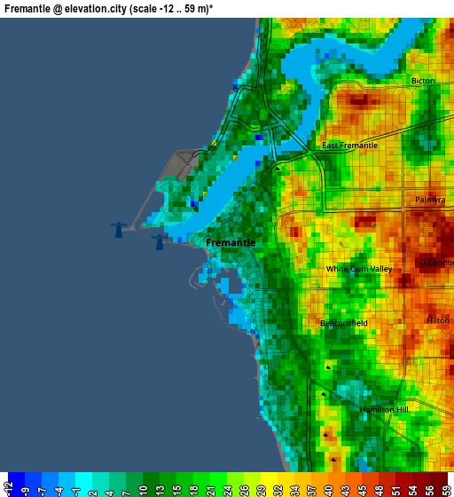 Fremantle elevation map