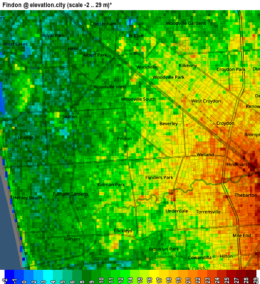 Findon elevation map