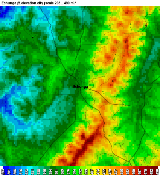 Echunga elevation map