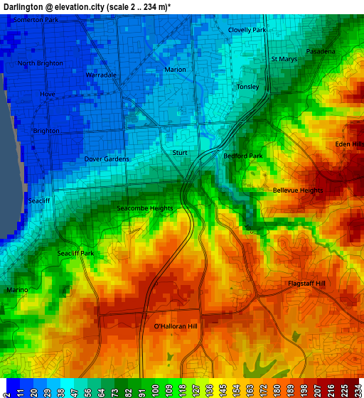 Darlington elevation map