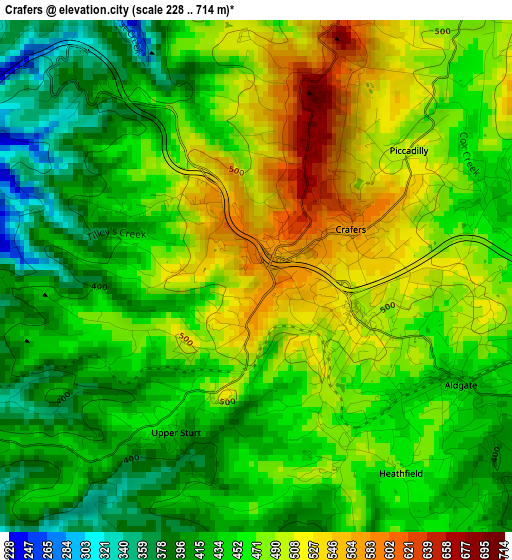 Crafers elevation map