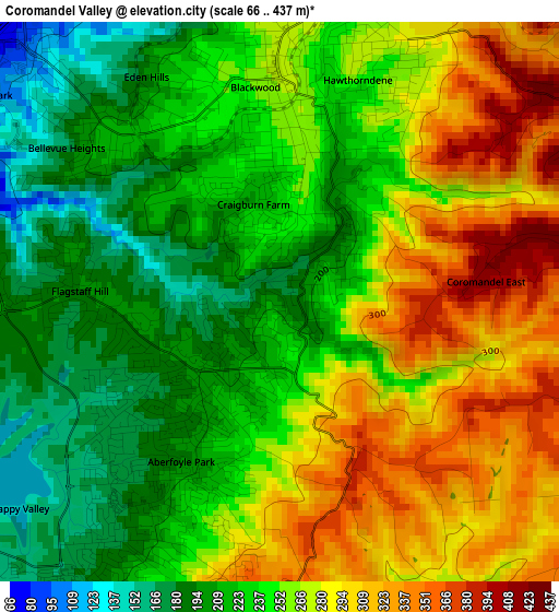 Coromandel Valley elevation map