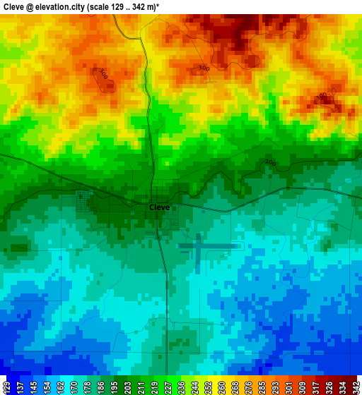 Cleve elevation map