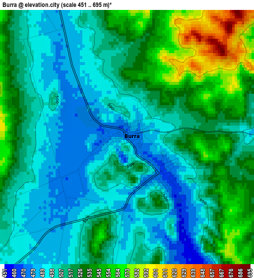 Burra elevation map