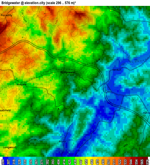 Bridgewater elevation map