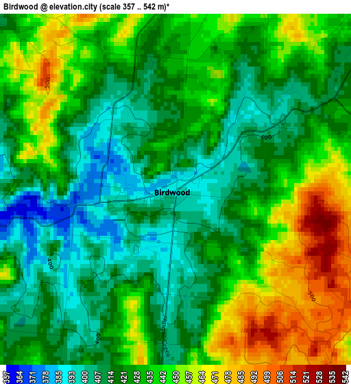 Birdwood elevation map