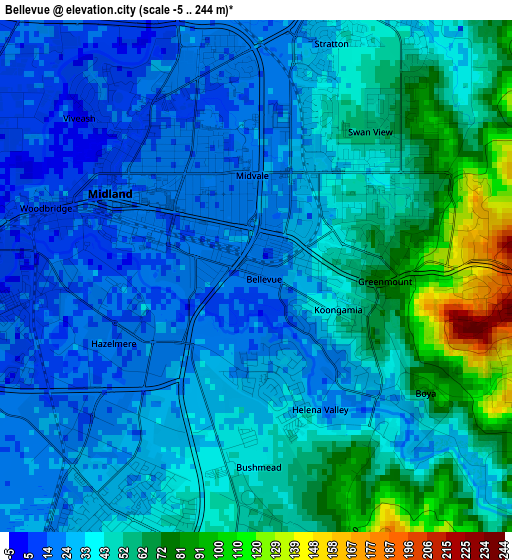 Bellevue elevation map