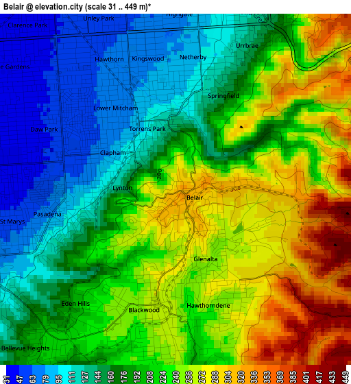 Belair elevation map