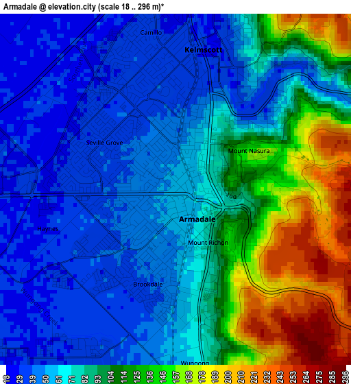 Armadale elevation map