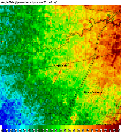 Angle Vale elevation map