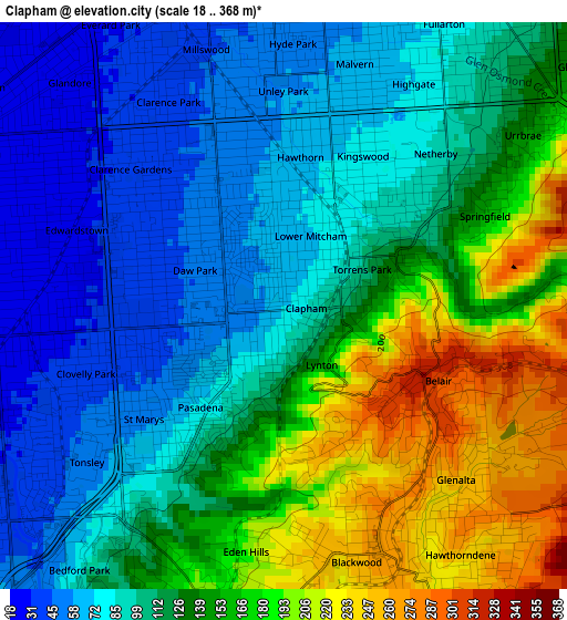 Clapham elevation map