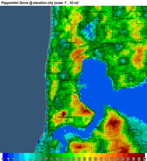 Peppermint Grove elevation map