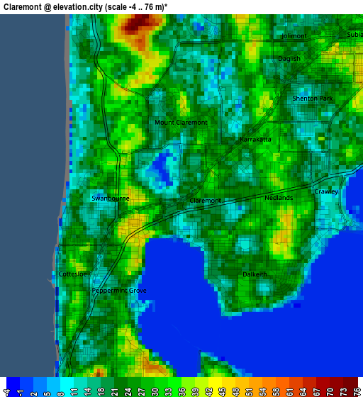 Claremont elevation map