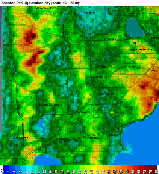 Shenton Park elevation map