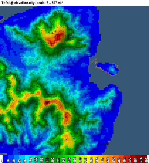 Tofol elevation map