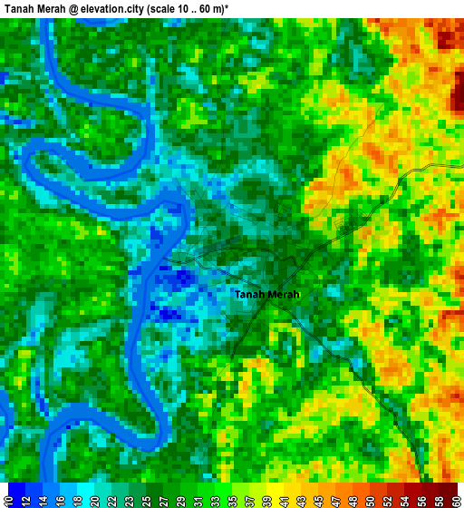 Tanah Merah elevation map
