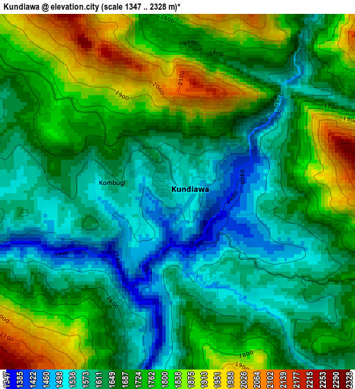 Kundiawa elevation map