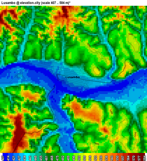Lusambo elevation map