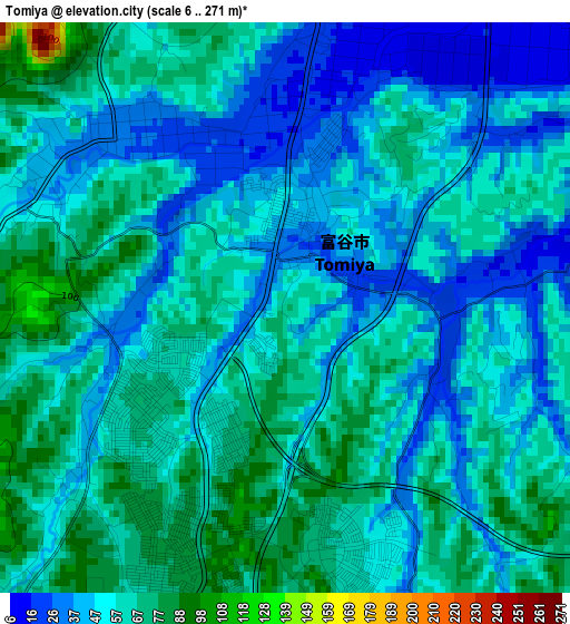 Tomiya elevation map