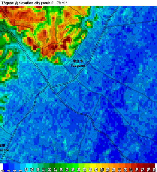 Tōgane elevation map