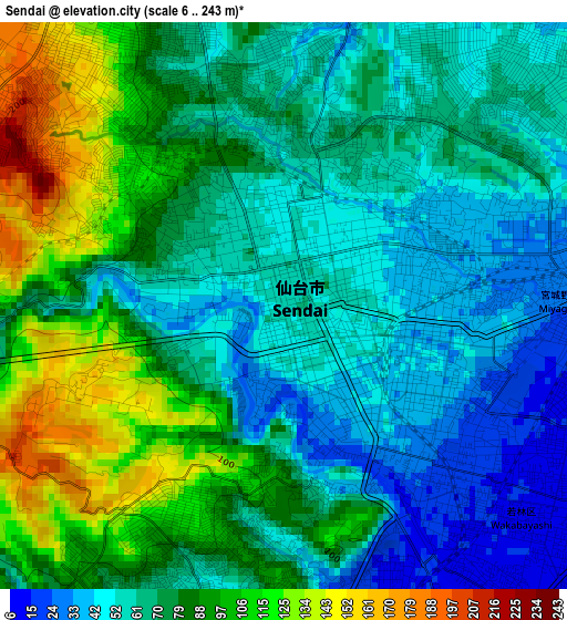 Sendai elevation map