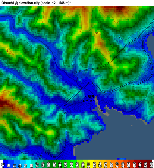 Ōtsuchi elevation map