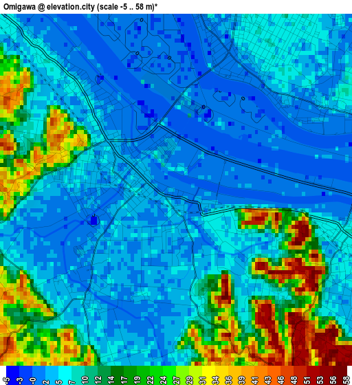 Omigawa elevation map