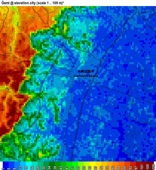 Ōami elevation map