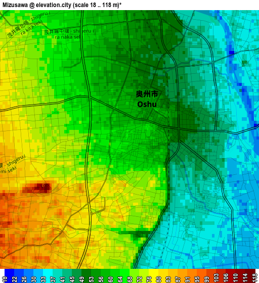 Mizusawa elevation map